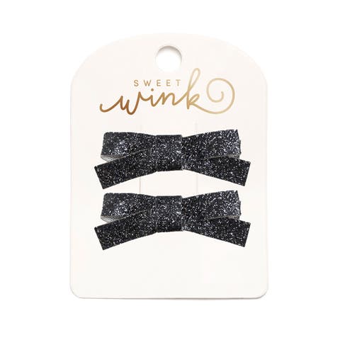 Black Glitter Bow Clip Set (Toddler, Little Kid & Big Kid)