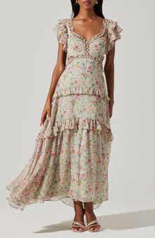Mable Floral Tiered Cutout Chiffon Dress