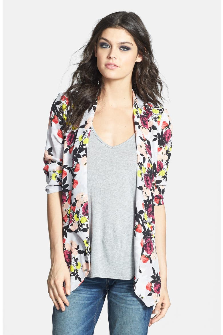 ASTR Drape Front Blazer, Main, color, PINK MULTI FLORAL