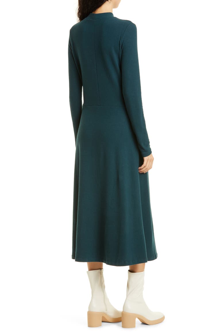 Mock Neck Long Sleeve A-Line Dress, Alternate, color, AZURE ONYX