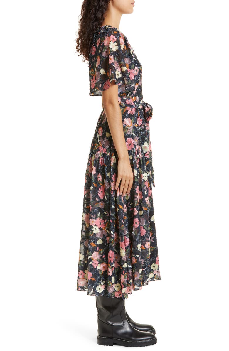 Tanya Taylor Bria Floral Silk Blend Wrap Dress, Alternate, color,