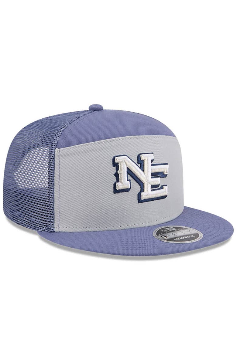 New Era Men's New Era  Gray/Meadow Blue New England Patriots 2025 Rivalries Collection Team Split Panel 9FIFTY Snapback Hat, Alternate, color, 