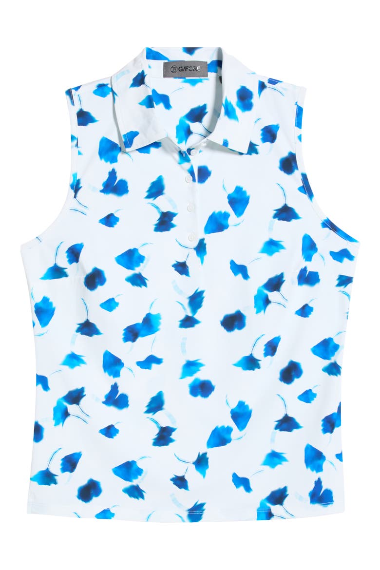 Drop Floral Performance Sleeveless Polo, Alternate, color, SNOW