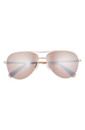 Ted Baker 57mm Gradient Half Rim Aviator Sunglasses In Gold