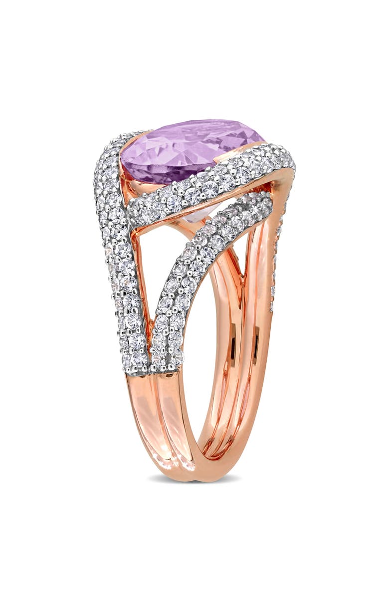 Julianna B. Amethyst & Lab-Created White Sapphire Halo Ring, Alternate, color, Pink Amethyst