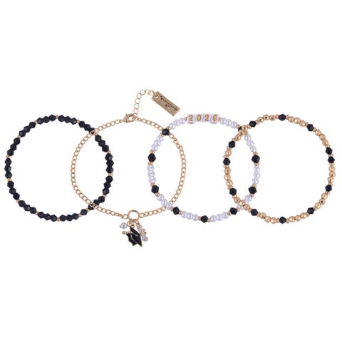 4pc Black & Gold Graduation Bracelet Set