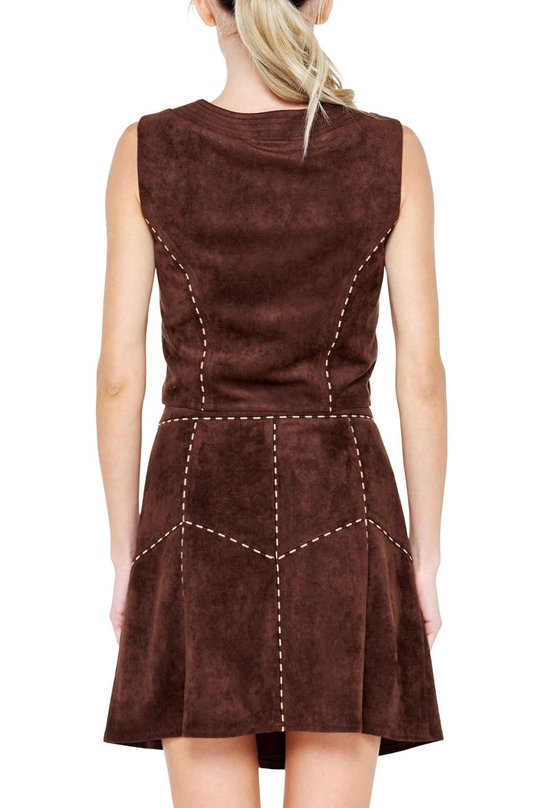 Akia Faux Suede Sleeveless Top, Alternate, color, FUDGE BROWN