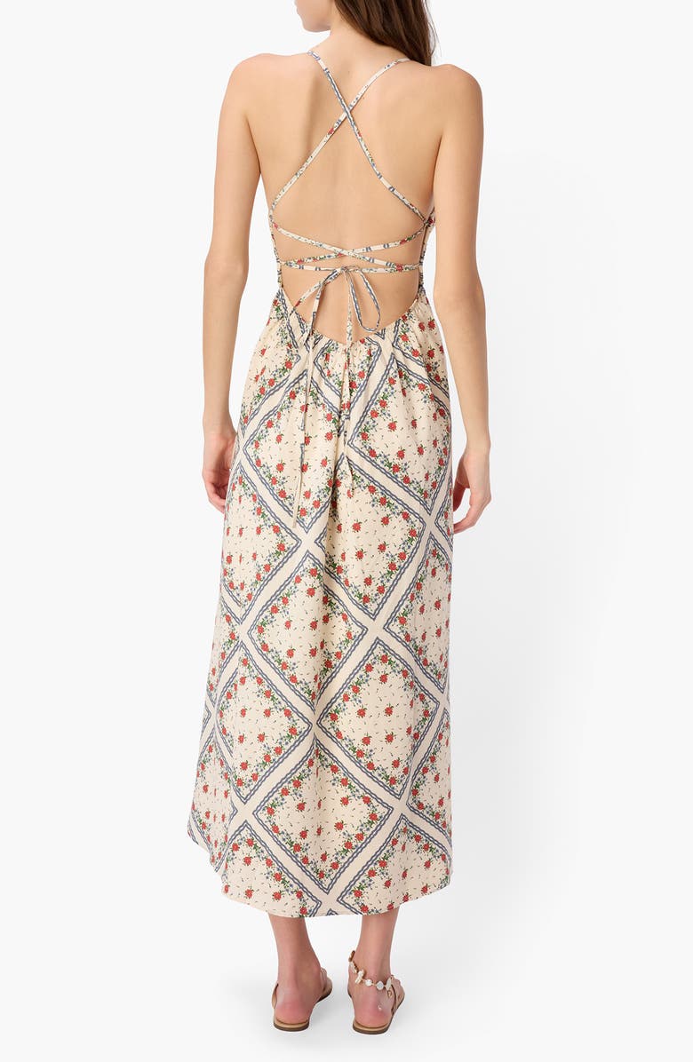 CAMI NYC Cecily Smocked Bodice Cotton & Silk Sundress, Alternate, color, Heirloom Bandana