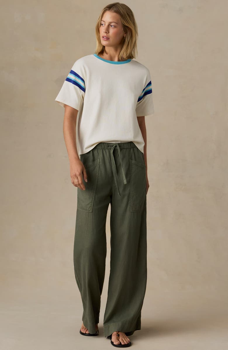 Faherty Throwback Stripe Sleeve Organic Cotton T-Shirt, Alternate, color, Seaside Varsity