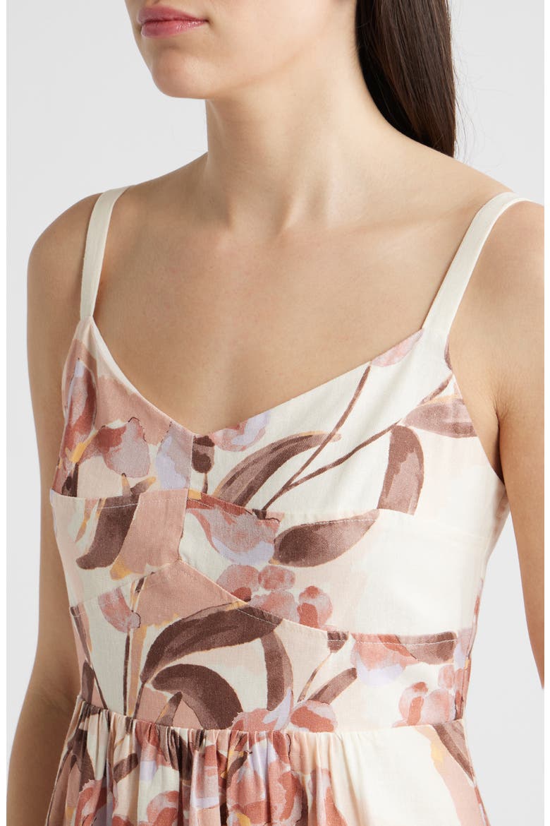 Seamed Linen Blend Midi Sundress, Alternate, color, SEPIA ROSE