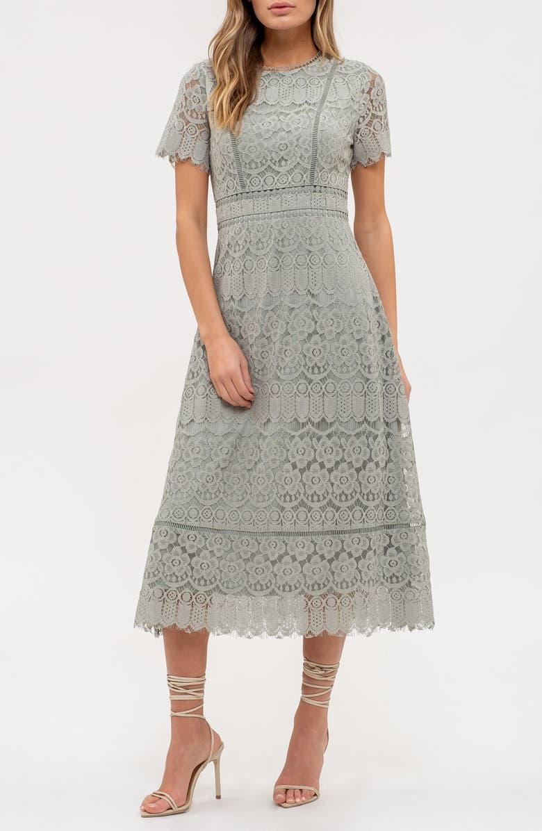 Scalloped Lace Midi Dress