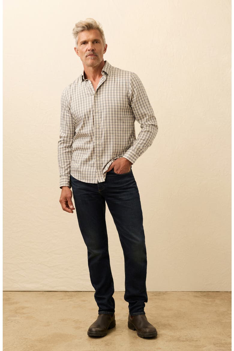 The Movement Stretch Cotton Blend Twill Button-Up Shirt, Alternate, color, WIND GREY GINGHAM
