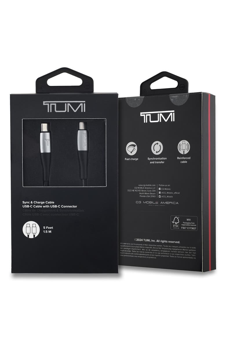 TUMI 5-Ft USB-C to USB-C Cable, Alternate, color, Black