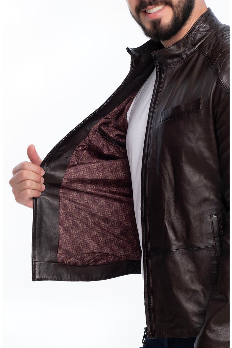 Lanier Leather Jacket, Alternate, color, DARK BROWN