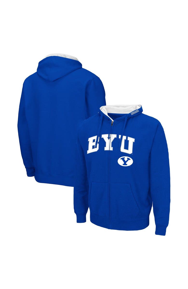 COLOSSEUM Men's Colosseum Royal BYU Cougars Arch & Team Logo 3.0 Full-Zip Hoodie, Main, color, 