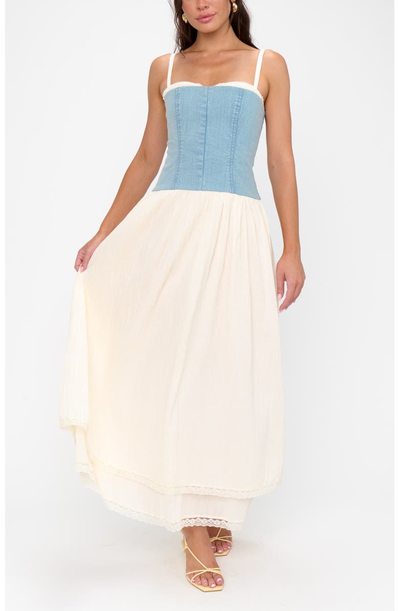 Show Me Your Mumu Tiffany Maxi Dress, Main, color, Light Indigo With Cream Voile