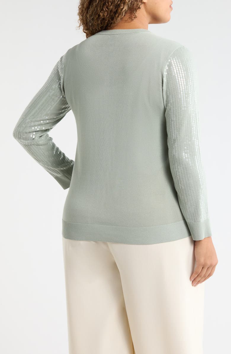 Anne Klein Clear Sequin Cardigan, Alternate, color, Soft Aloe