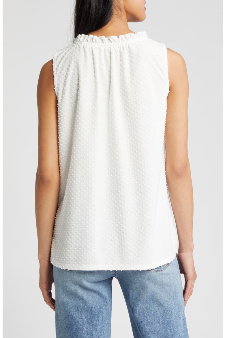 Tie Neck Swiss Dot Sleeveless Knit Top, Alternate, color, IVORY