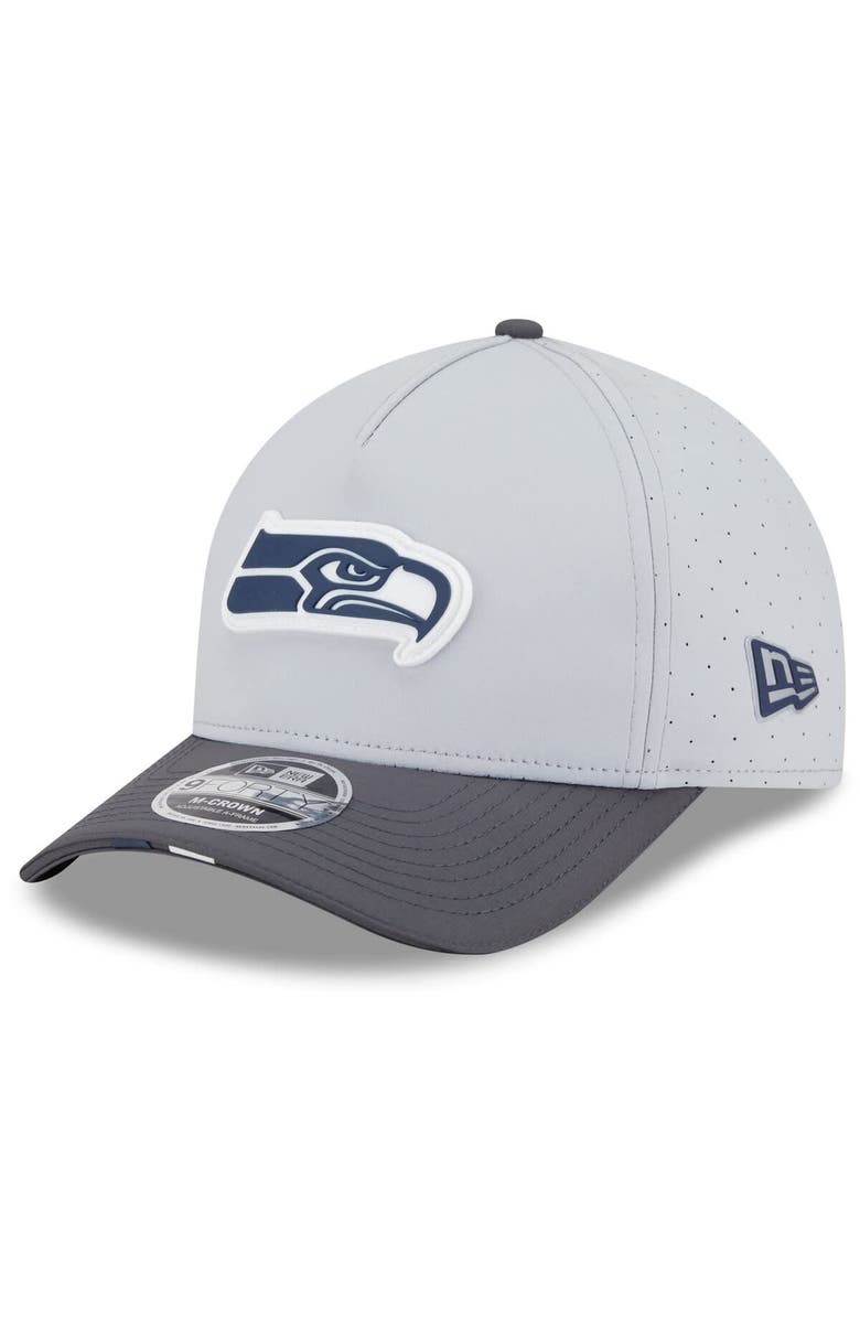 New Era Men's New Era Gray/Graphite Seattle Seahawks 2025 NFL Training Camp A-Frame 9FORTY Adjustable Hat, Main, color, Gray