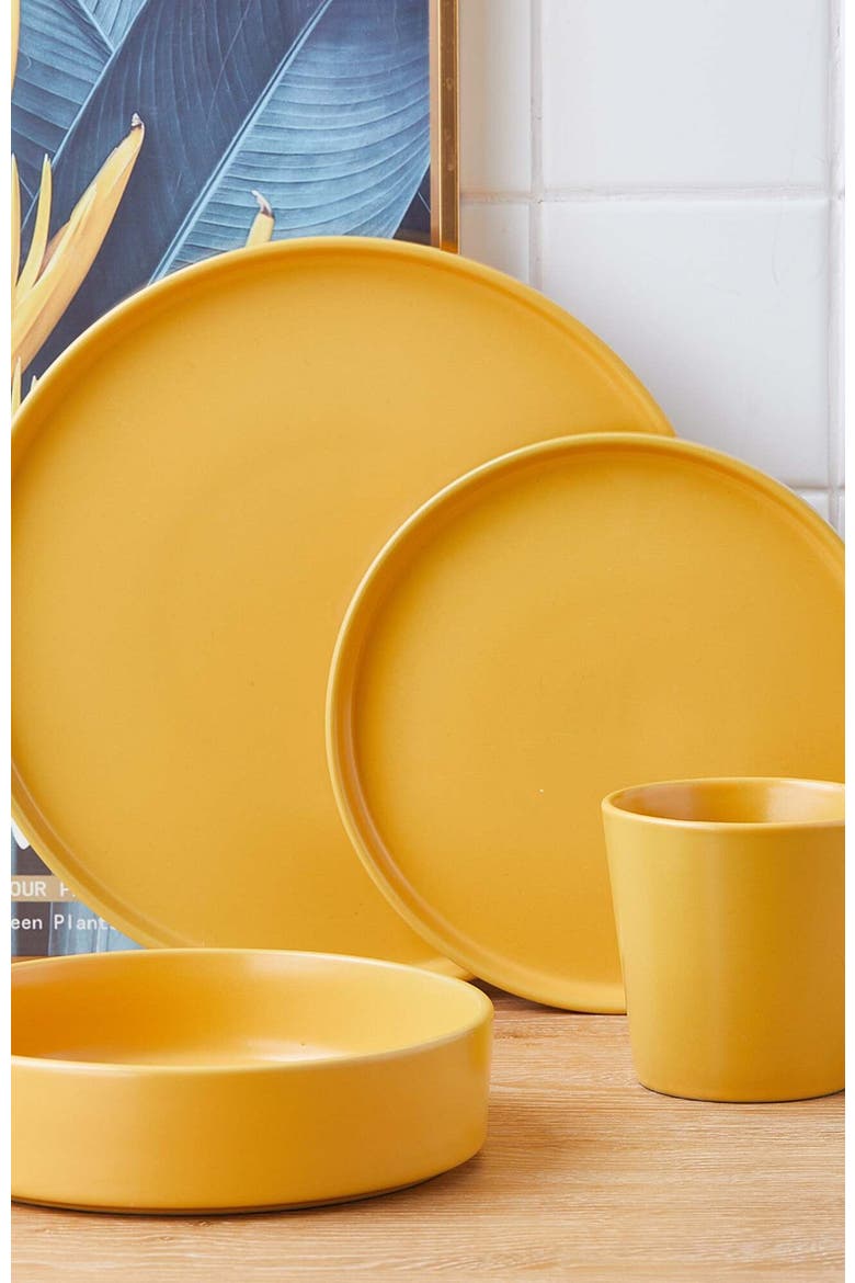 Cleo Stoneware 16-Piece Dinnerware Set, Alternate, color, Yellow