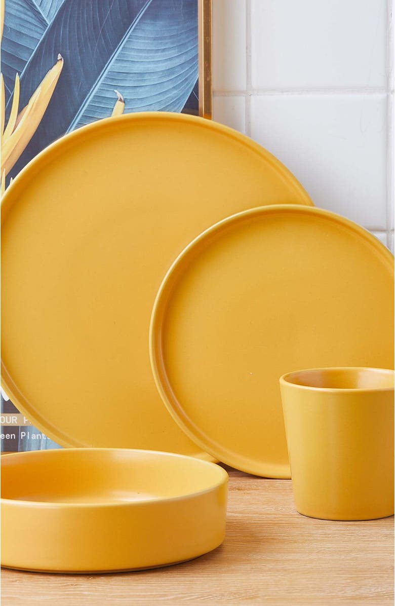 Stone Lain Cleo Stoneware 16-Piece Dinnerware Set, Alternate, color, Yellow