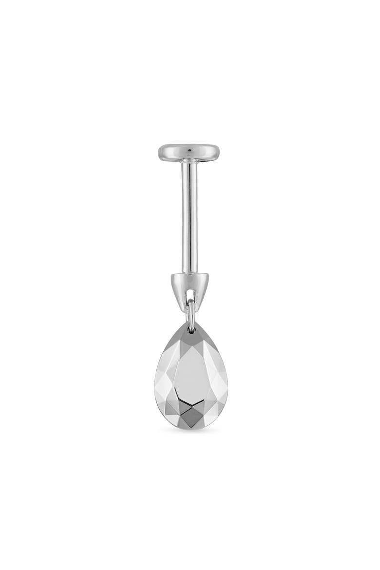 Faceted Pear Single Threaded Drop Earring, Alternate, color, WHITE GOLD