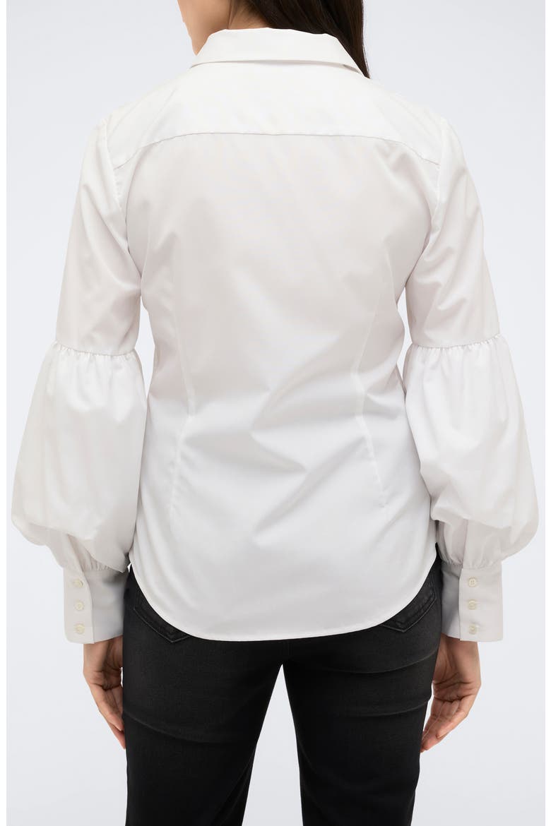 Balloon Sleeve Button-Up Shirt, Alternate, color, PURE WHITE
