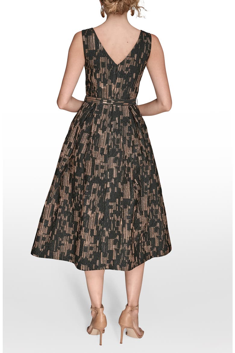 Metallic Jacquard Sleeveless Fit & Flare Dress, Alternate, color, BLACK/ GOLD MULTI