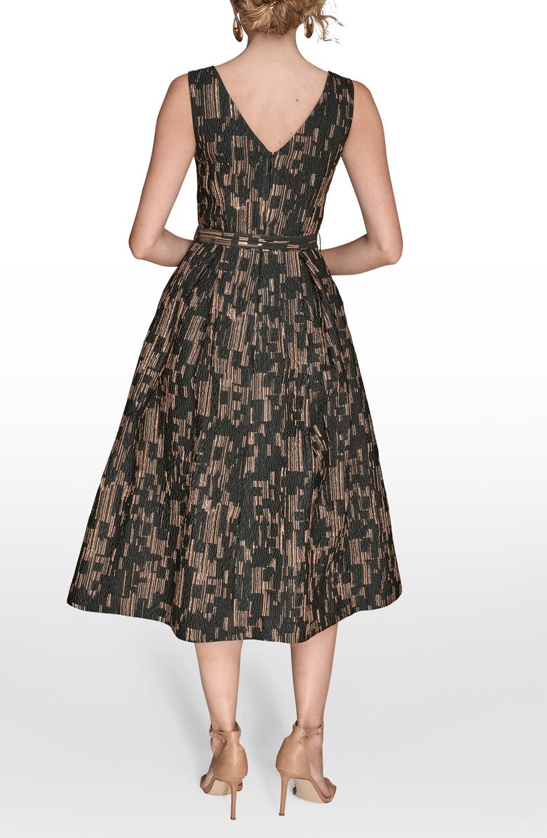 Donna Karan New York Metallic Jacquard Sleeveless Fit & Flare Dress, Alternate, color, Black/ Gold Multi