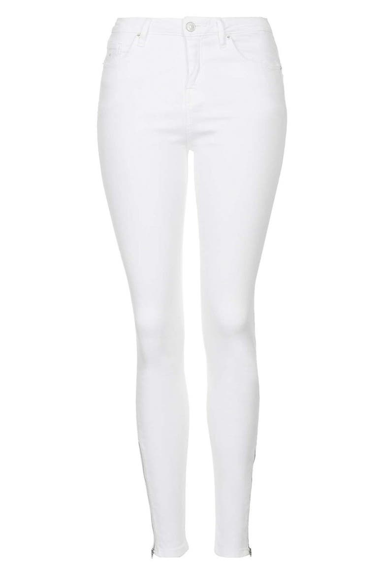 Moto 'Jamie' Ankle Zip Jeans, Alternate, color, WHITE