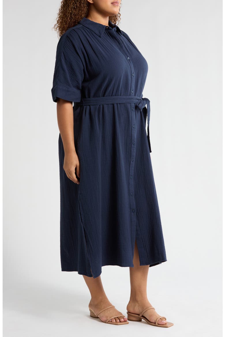 Belted Midi Shirtdress, Alternate, color, NAVY BLAZER