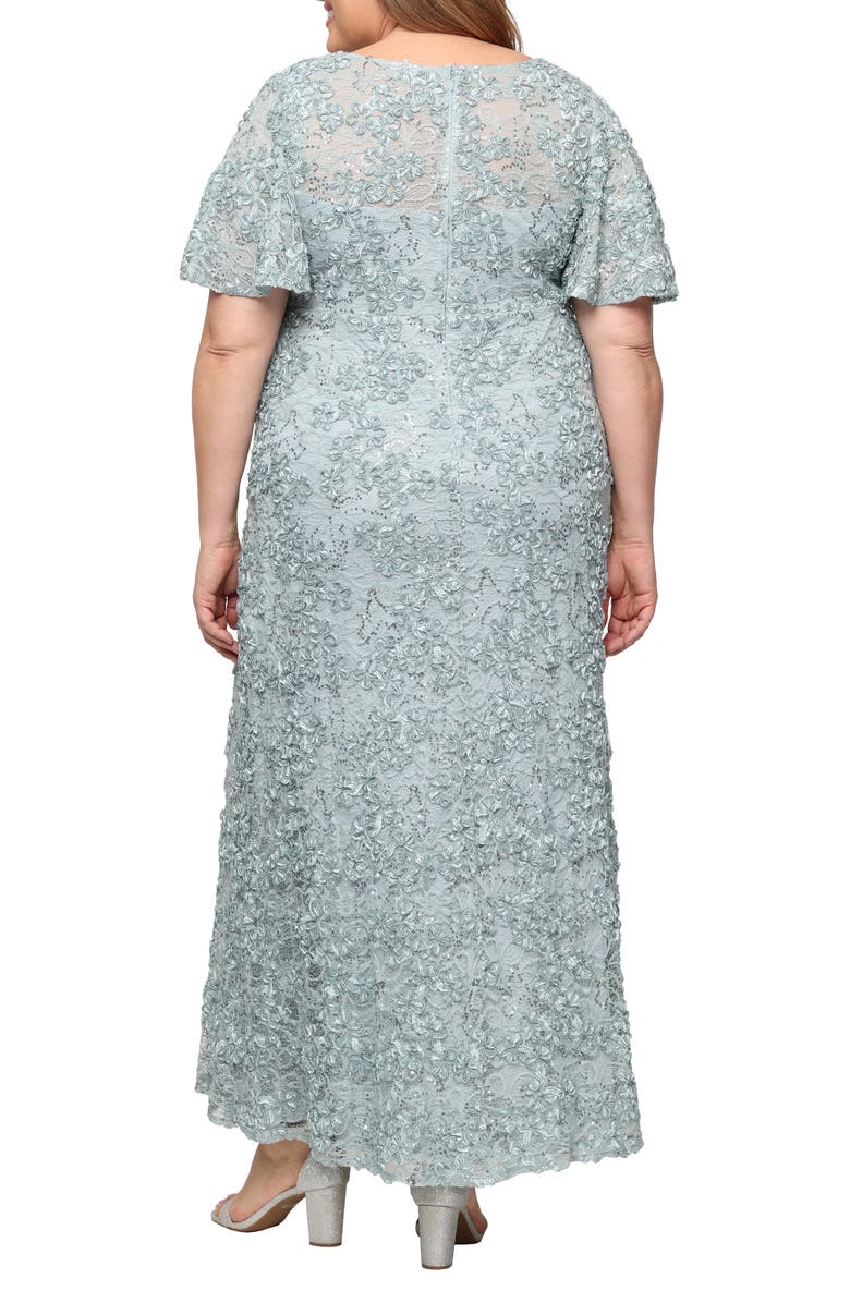 Alex Evenings Empire Waist Soutache Gown, Alternate, color, Ice Sage