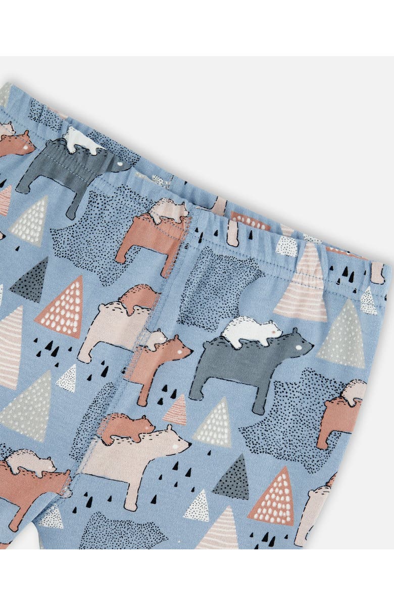 Deux par Deux Baby Girl's Organic Cotton Two Piece Pajama Set Air Blue Printed Mama Bears, Alternate, color, 