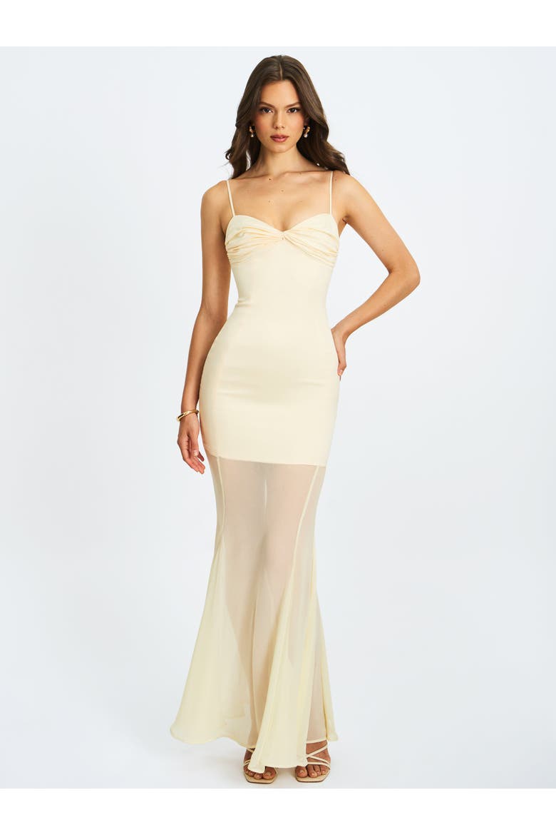 Zayne Ruch Breast Chiffon Mermaid Maxi Dress, Alternate, color, Butter Yellow