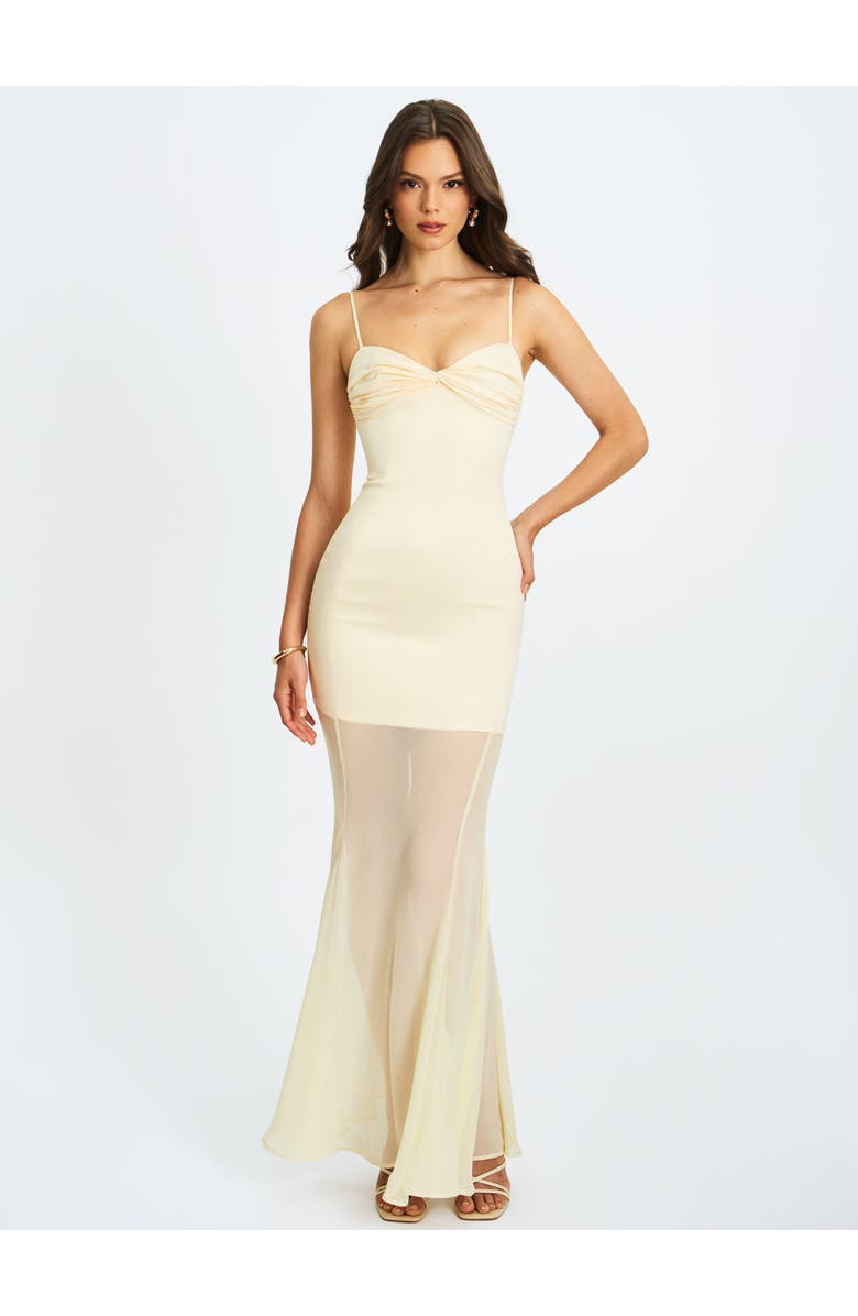 Miss Circle Zayne Ruch Breast Chiffon Mermaid Maxi Dress, Alternate, color, Butter Yellow