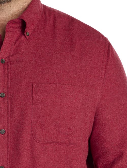 Harbor Bay By Dxl Big & Tall Solid Flannel Sport Shirt In Red