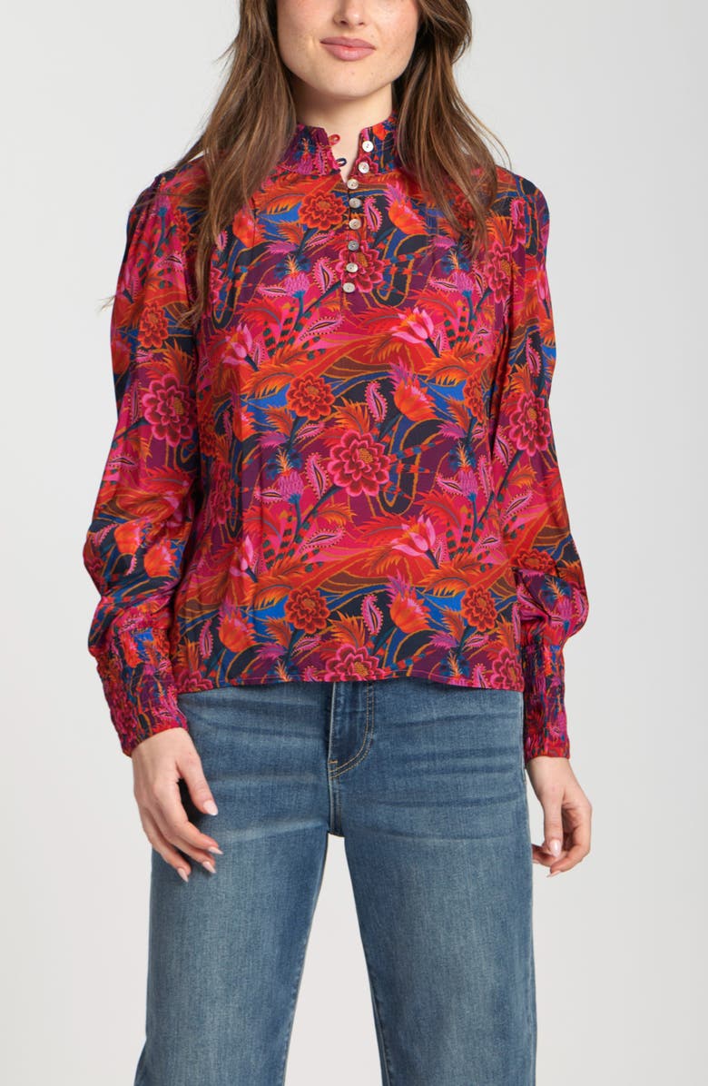 APNY Floral Puff Sleeve Top, Main, color, Berry Muti