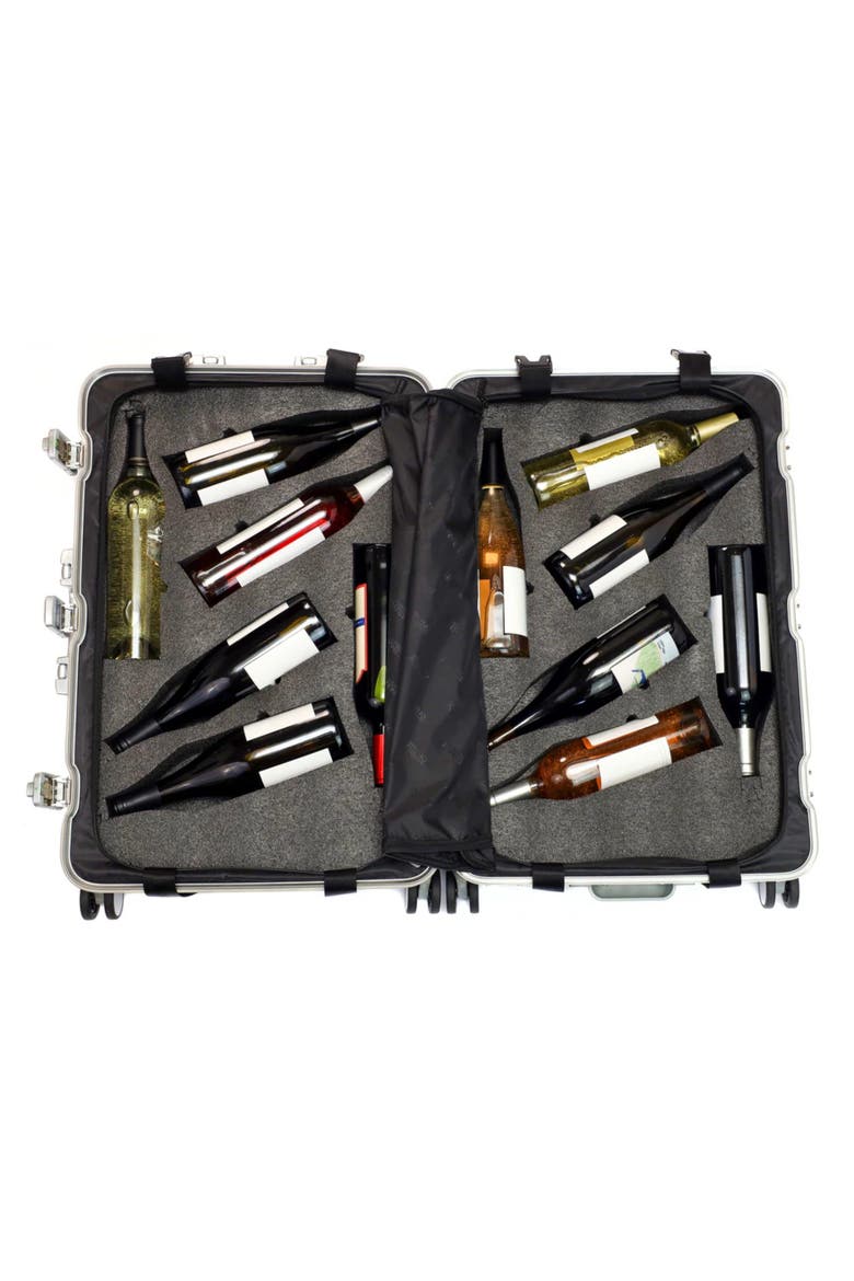 VinAluminum 12-Bottle Wine & Spirits Suitcase for Luxury Travel, Alternate, color, Silver