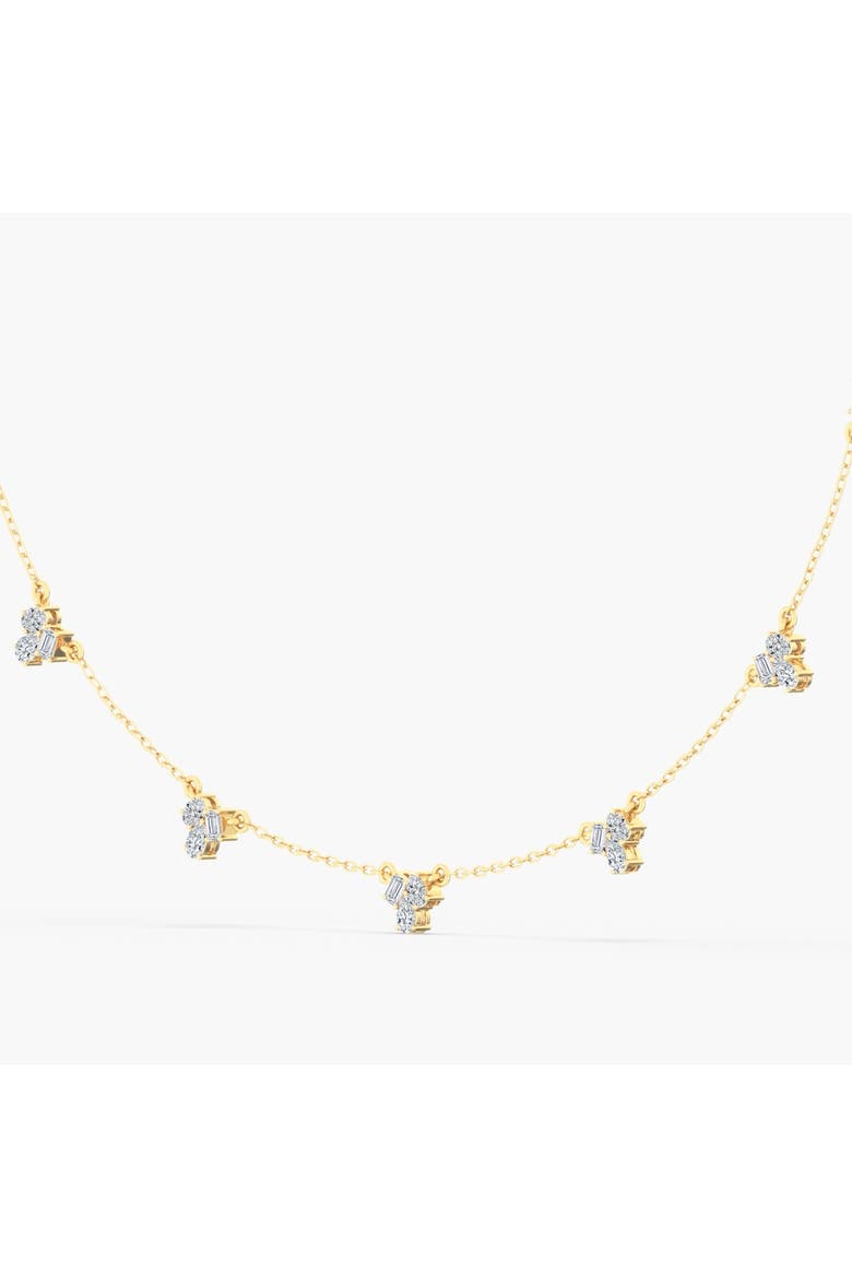 Multi Shape Cluster Station Lab Diamond Necklace in 14K, Main, color, Yellow Gold