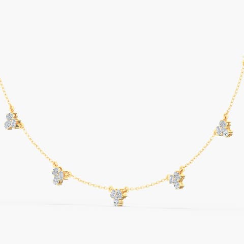 Multi Shape Cluster Station Lab Diamond Necklace in 14K