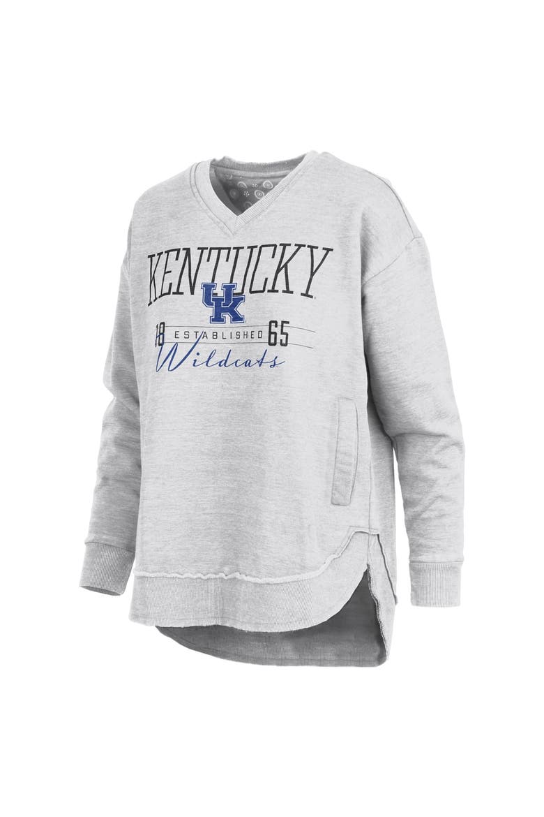 Women's Pressbox  Heather Gray Kentucky Wildcats Marcus East Hall Poncho V-Neck Sweatshirt, Alternate, color, Heather Gray