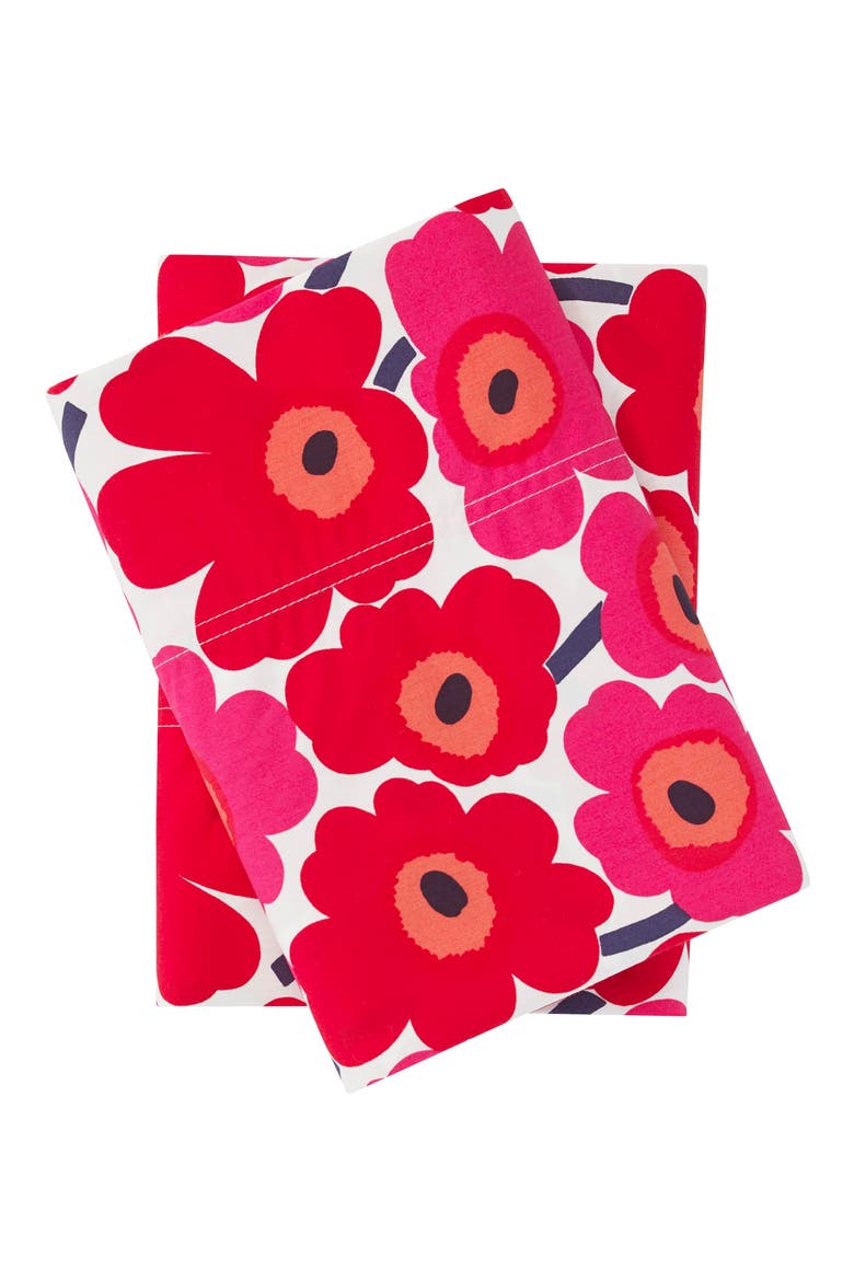 Mini Unikko 200 Thread Count Dark Red Pillowcases, Main, color, DARK RED