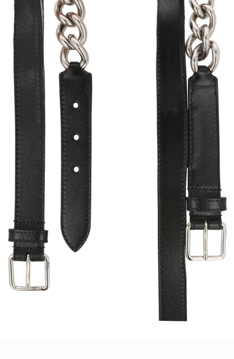 Alexander McQueen Puma Chain Trim Leather Belt, Alternate, color, 