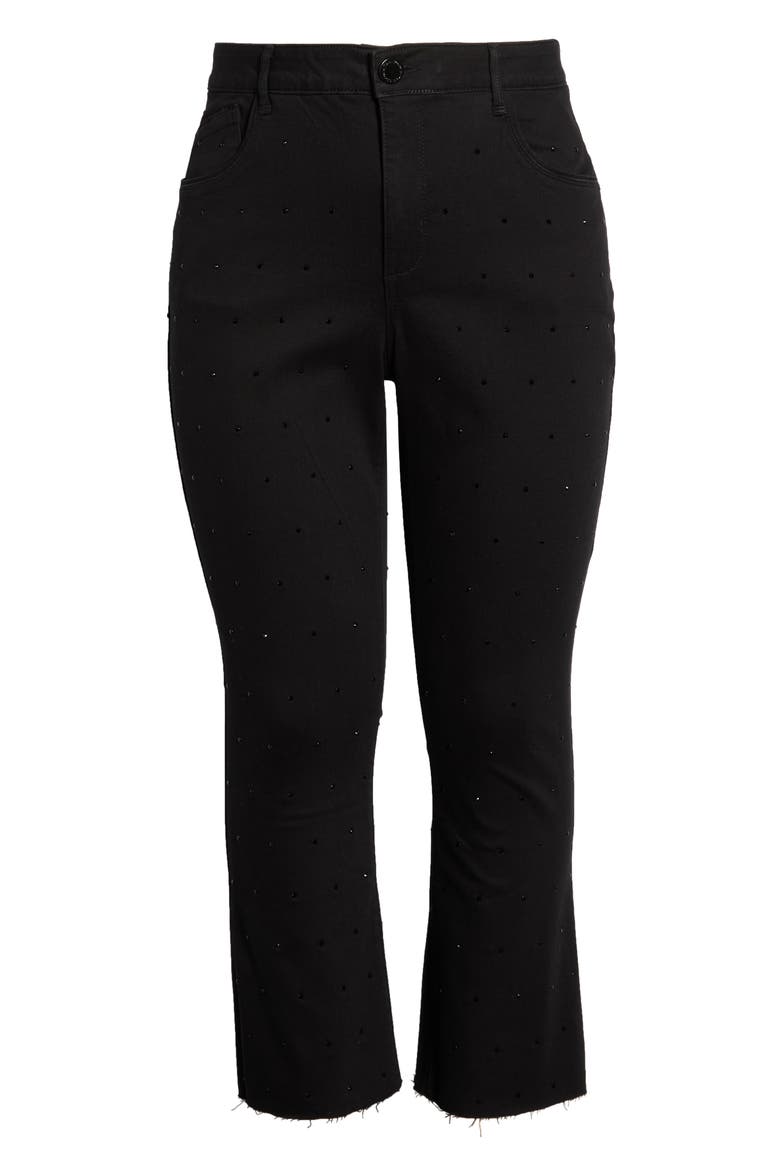 Bennett High Waist Diamante Detail Bootcut Jeans, Alternate, color, BLACK