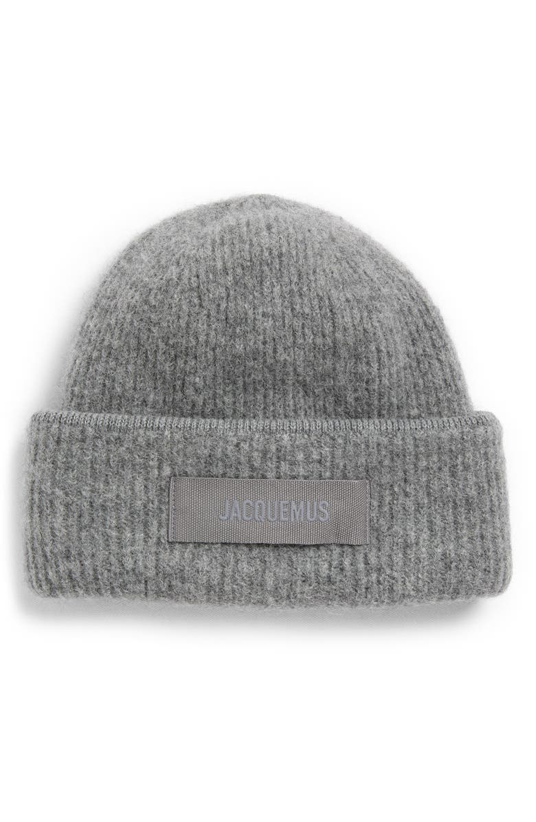 Jacquemus Le Bonnet Grosgrain Alpaca & Wool Blend Beanie, Main, color, Dark Grey 970