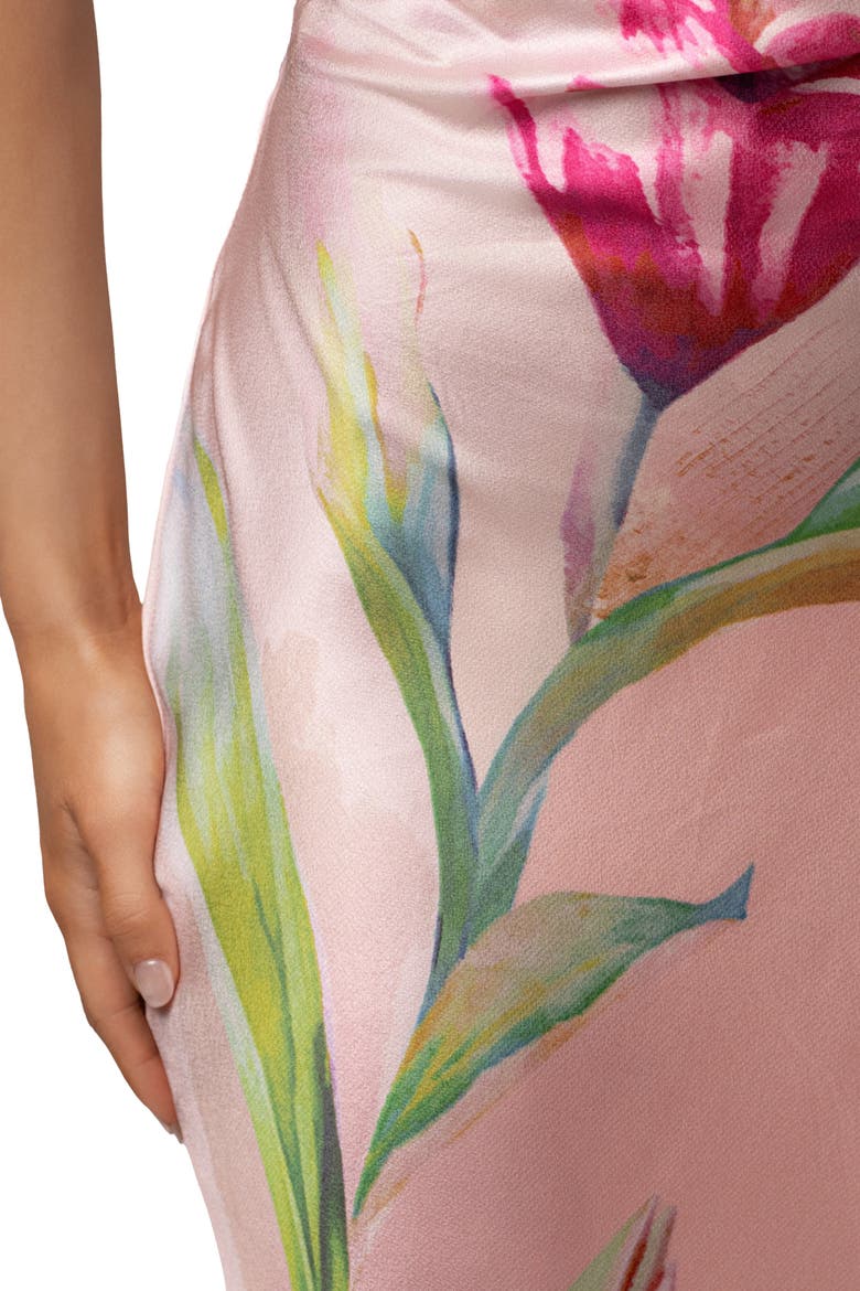 Satin Floral Print Maxi Dress, Alternate, color, Light Pink
