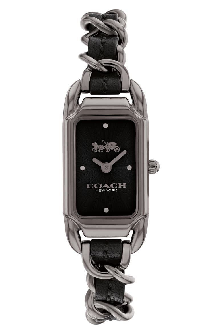 Cadie Rectangular Bracelet Watch, Main, color, BLACK