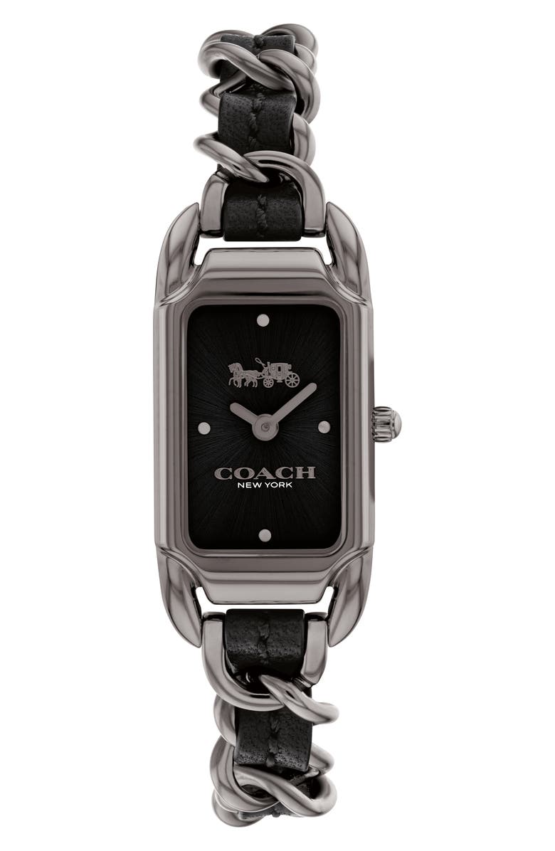 COACH Cadie Rectangular Bracelet Watch, Main, color, Black