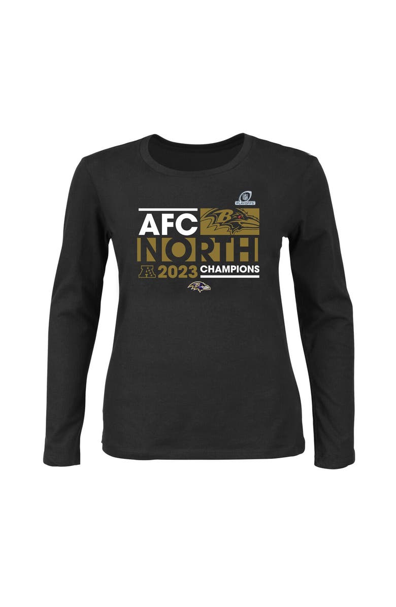 FANATICS Women's Fanatics Branded  Black Baltimore Ravens 2023 AFC North Division Champions Plus Size Conquer Long Sleeve Scoop Neck T-Shirt, Alternate, color, 