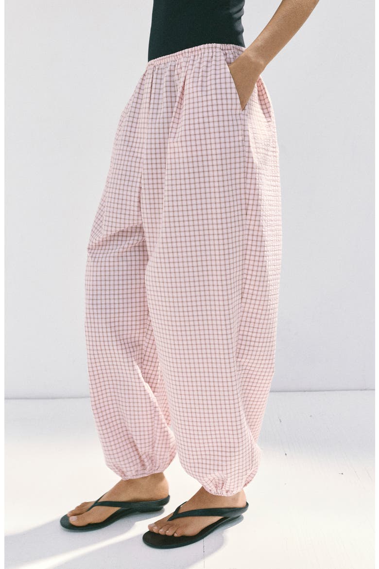 Checkered Slouchy Pants, Alternate, color, PASTEL PINK